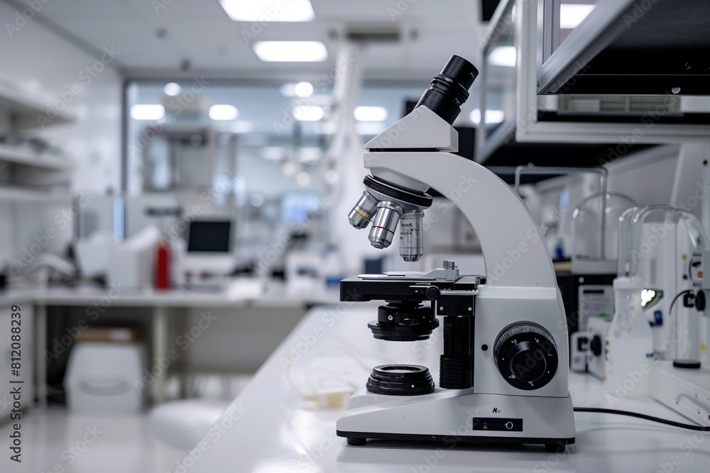 Poster advanced microscope in a high-tech laboratory