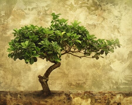 Banzai Tree in Lush Green Garden - Inspiring Old Hobby, Nature and Art with its Beautiful Leaves