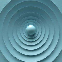 Fototapeta premium 3D rendering. Blue sphere in the center of concentric circles. Abstract background.