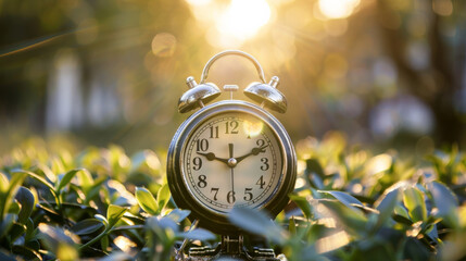 A clock with a blurred sunlight background, symbolizing the concept of time passing by
