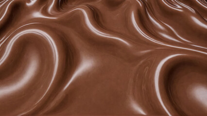 Texture Silken creamy Waves of Milk Chocolate. Abstract Symphony of Swirls. Luxurious expanse of swirling, rich chocolate tones evoking sense of fluid liquid motion. Natural background.