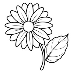 Daisy flower outline coloring book page line art drawing vector illustration for children and adults