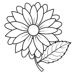 Daisy flower outline coloring book page line art drawing vector illustration for children and adults