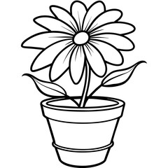 Daisy flower outline coloring book page line art drawing vector illustration for children and adults