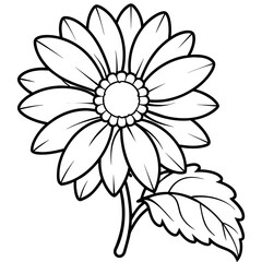 Daisy flower outline coloring book page line art drawing vector illustration for children and adults