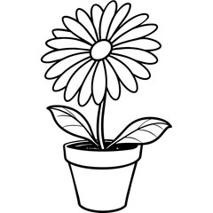 Daisy flower outline coloring book page line art drawing vector illustration for children and adults