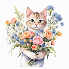 Animal watercolor illustration. Colorful painting.