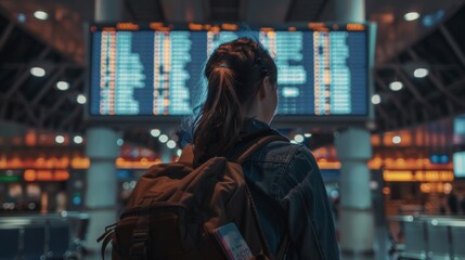 Woman Checking Flight Information