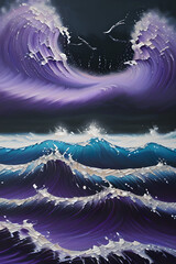 AI, magical sea with oil paints and demons