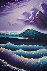 AI, magical sea with oil paints and demons