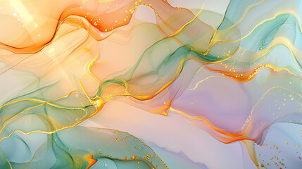 Fototapeta premium Natural luxury abstract fluid art painting in alcohol ink technique. Tender and dreamy