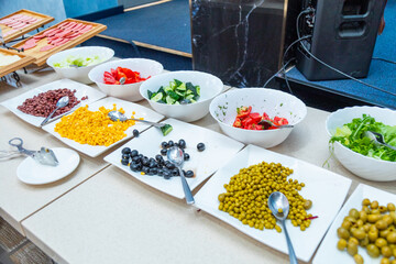 Comprehensive Buffet Spread with Diverse Foods