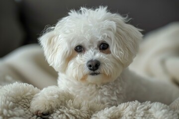 Cuddly Adorable bichon dog. Domestic animal studio canine sweet. Generate Ai