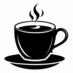 A cup of coffee vector silhouette on white background  