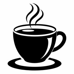 A cup of coffee vector silhouette on white background  