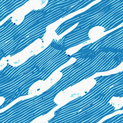 Summer blue dyed wave water pattern with broken linear stripe effect. Fresh blue underwater texture background for modern seamless nautical maritime organic style. 