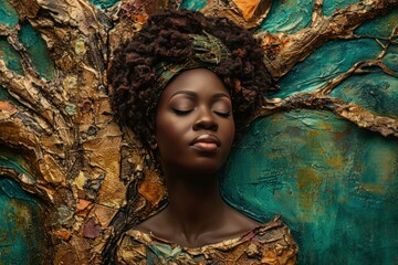 Ancient African woman tree. Female tree shot. Generate Ai