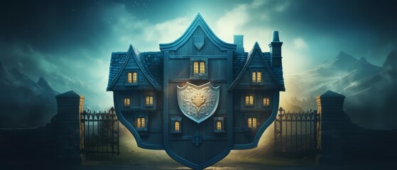 Imagery of a shield protecting a home, symbolizing the importance of home insurance