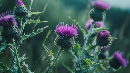 Obraz premium Milk thistle is a flowering plant of the daisy family