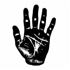 Black hand logo on a white background, simple and flat design.