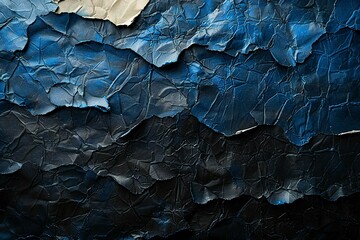 Digital artwork of  black, dark and blue textured wall, high quality, high resolution