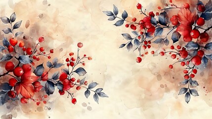 Watercolor watercolor foliage in autumn season illustration. Elegant botanical illustration suitable for fabric, prints, covers.