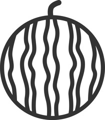 スイカのアイコン（線画）のイラスト