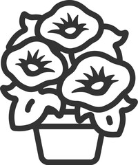 朝顔の花のアイコン（線画）のイラスト