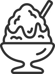 いちごのかき氷のアイコン（線画）のイラスト