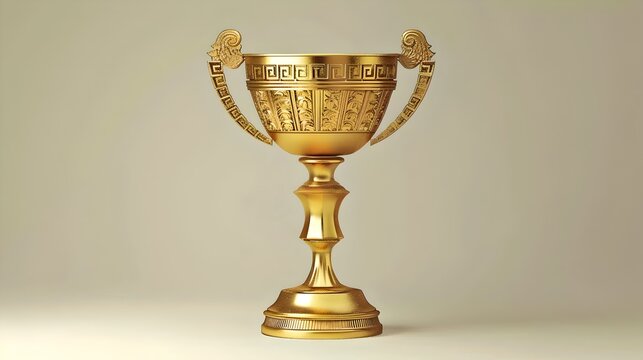 Golden Trophy on Neutral Background, Symbol of Achievement. Elegant Award for Champions and Winners. Perfect for Competitions, Contests, Rewards. AI
