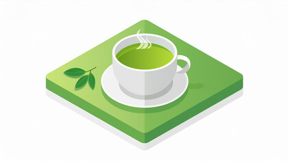 illustration of a cup of green tea isolated on white background