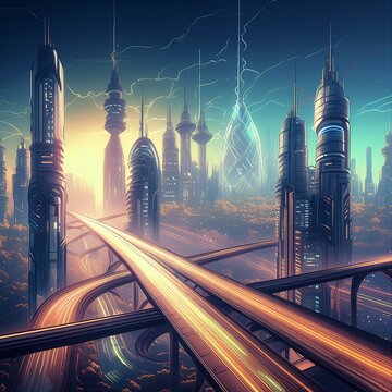 Para un fondo de pantalla de una ciudad futurista, imagina un horizonte urbano dominado por imponentes rascacielos y luces brillantes que parpadean en la oscuridad. Los edificios de dise&ntilde;o vanguardist