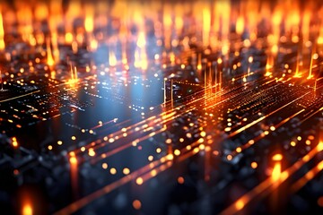 Fototapeta premium abstract-high-tech-digital-technology-background-made-of-particles-and-metallic-plates