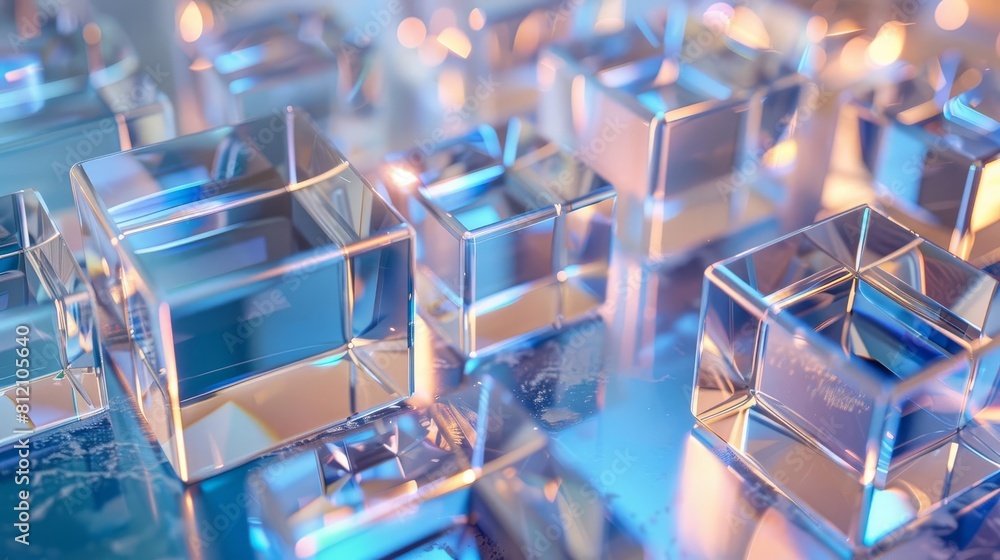 Aufkleber abstract glass cube background 3d rendering of geometric shapes and reflections