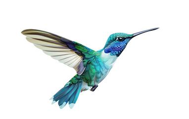 Obraz premium Beautiful flying hummingbird on white background,png