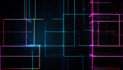 Abstract neon lights glowing colorful digital lines paint technology painting abstract background design illustration.