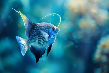 Vibrant Angelfish in Blue Water