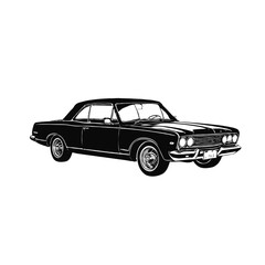 Retro muscle old car vector illustration. Vintage poster of retro car black silhouette