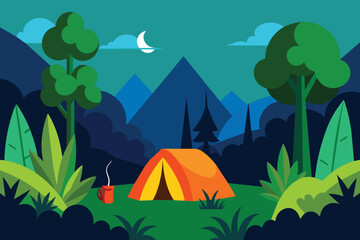 Camping In The Jungle Illustration design