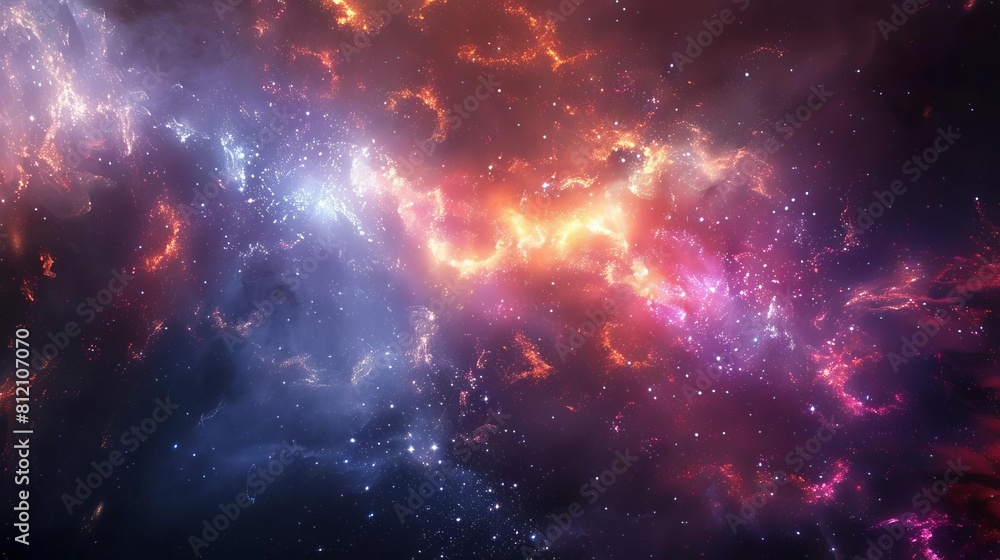 Poster aweinspiring exploding nebula with vivid colors and twinkling galaxies vast outer space background d