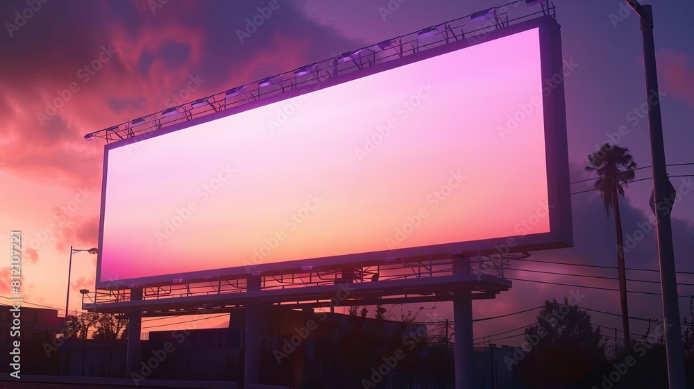 Poster blank illuminated billboard with vibrant gradient background 3d rendering