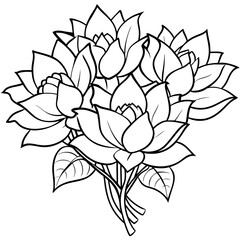 Lotus flower outline coloring book page line art drawing vector illustration for children and adults