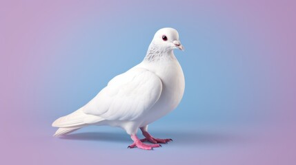 the white pigeon on the purple background, 3d model 