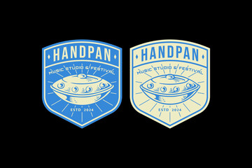 handpan drum music instrument badge logo vector for music festival, studio and entertainment