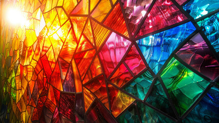 Multicolored stained glass with light