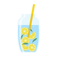 Drink more water. Stay hydrated. Glass, Plastic free, zero waste concept. Various bottles, glass, flask. Cute trendy vector illustration. Summer cold drink