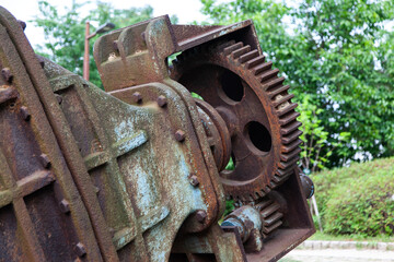 View of the rusty gear in the park