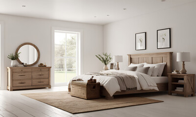 Detailed Modern Farmhouse King Bedroom: Minimalist White Decor