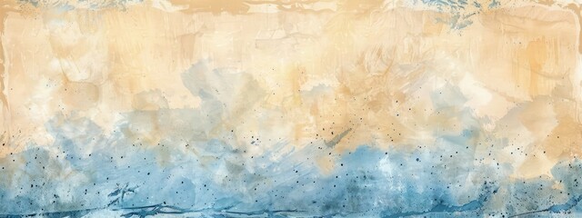 Background banner on blue and beige watercolor drawing background
