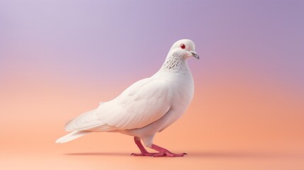 the white pigeon on the Iridescent background, 3d model 